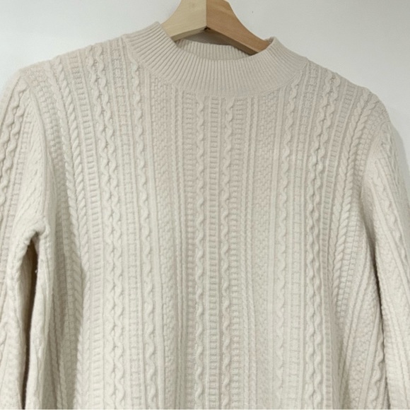 Theory Friselle‎ Plumose Wool Blend Mock Neck Sweater in Cream L - Picture 4 of 7